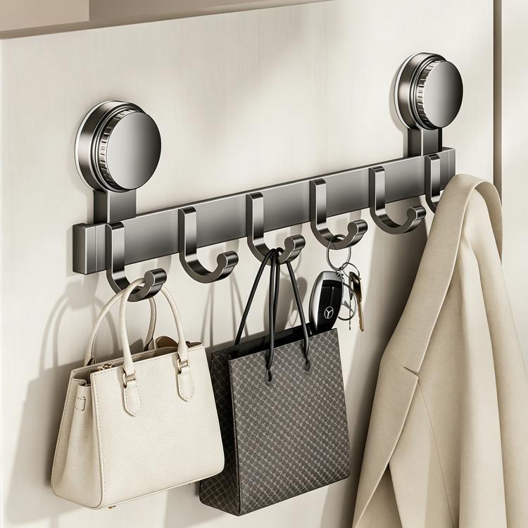 No-drill Door Back Vacuum Suction Cup Hooks Storage Rack