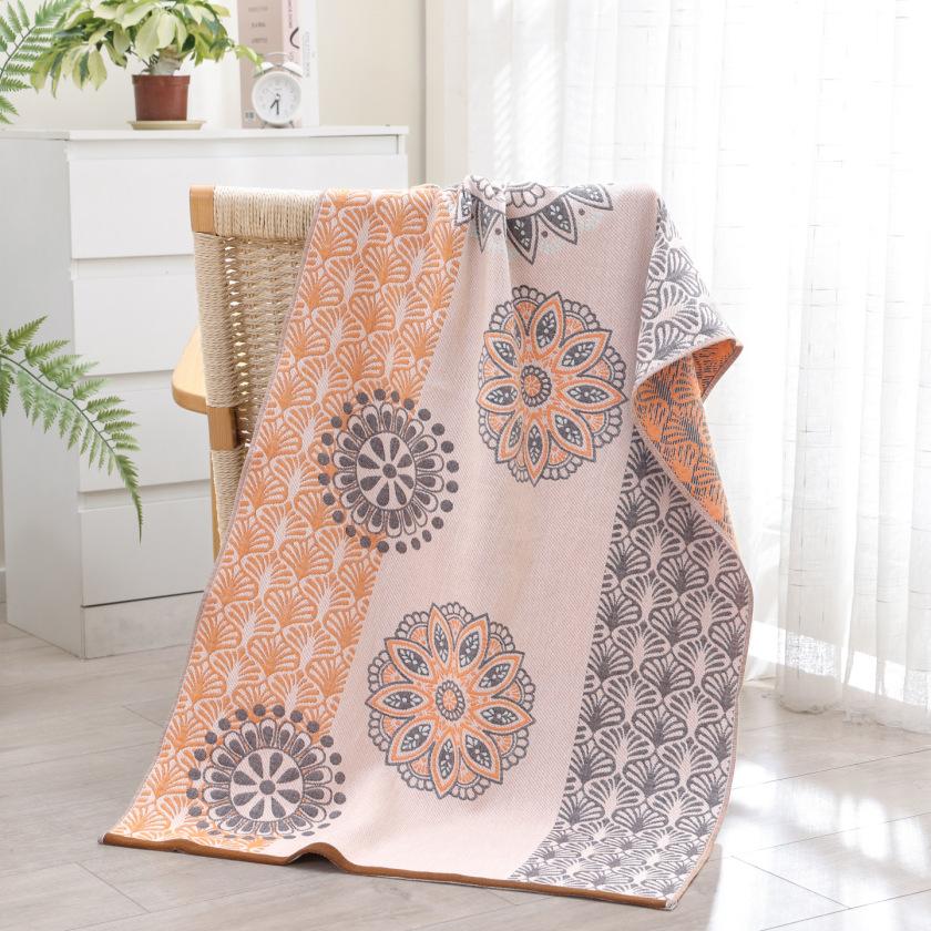 China Colored Jacquard Pure Cotton Four-Layer Gauze Bath Towel Men Women Extra-Large Adult Beach Towel Soft Absorbent