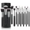 15dílná sada štětců na make-up s dřevěnou rukojetí a úložnou taškou: Zahrnuje štětce na oční stíny a korektor