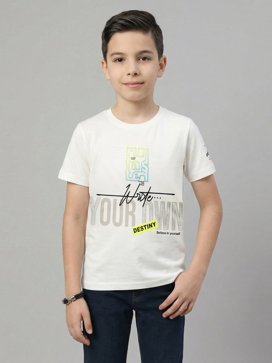 Monte Carlo Boy Regular Fit Off White Tshirt 4-5 Years