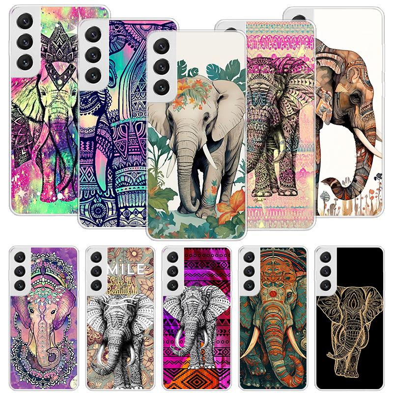 Elephant Mandala Aztec Phone Case For Samsung Galaxy S26 Ultra S23 S24 S25 Edge S20 FE S21 S22 Plus Soft Print Shell Cover Funda