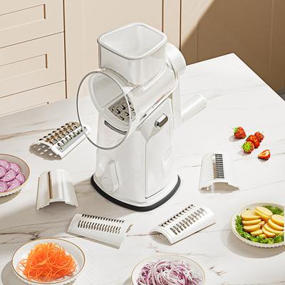 Răzătoare de brânză rotativă și feliator de legume 5 în 1 cu bază de aspirație Lame din oțel inoxidabil Manivelă Manuală Esențial de Bucătărie Tocător pentru Alimente Eficiente