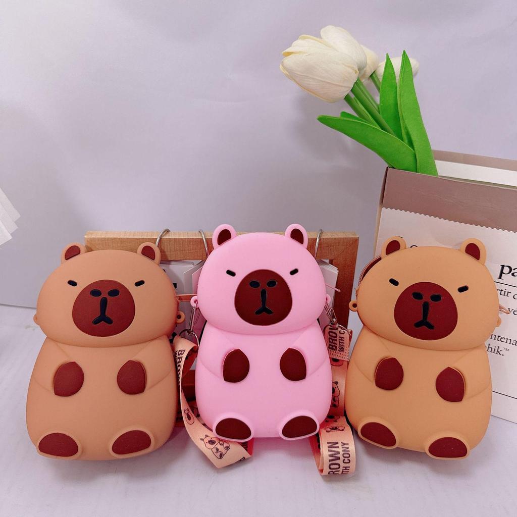 Creative Capybara Cartoon Silicone Coin Purse & Crossbody Bag for Kids