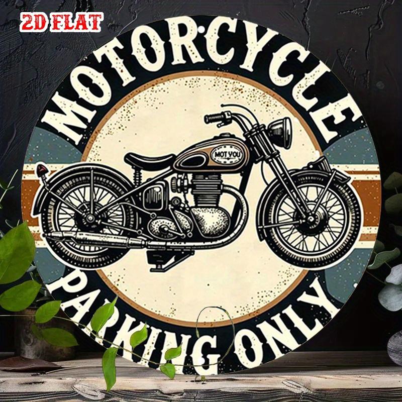Vintage Motorcycle Parking Only Retro Bike Round HD Metal Wall Art Classic Metal Sign for Garage and Cafe Decor