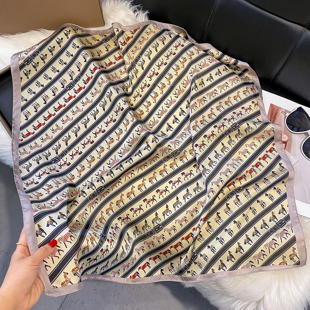 70*70 Women Summer Luxury Fashion Bohemia Stlye Silk Scarf Soft Hairband Neckerchief Tie Female Headband Foulard  Casual