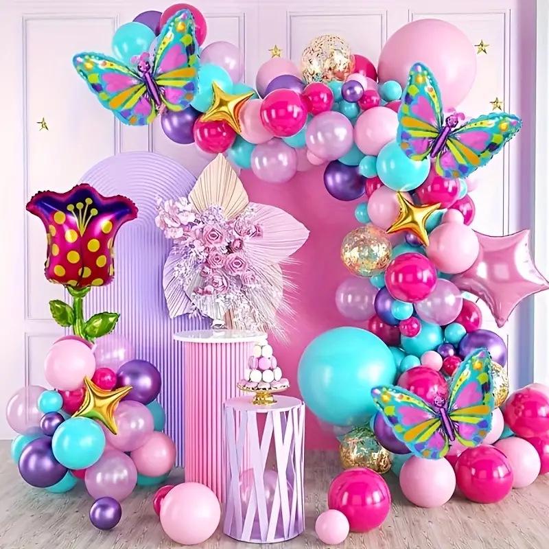 Dreamy Butterfly Tulip Balloon Garland Set for Birthday and Festival Decor