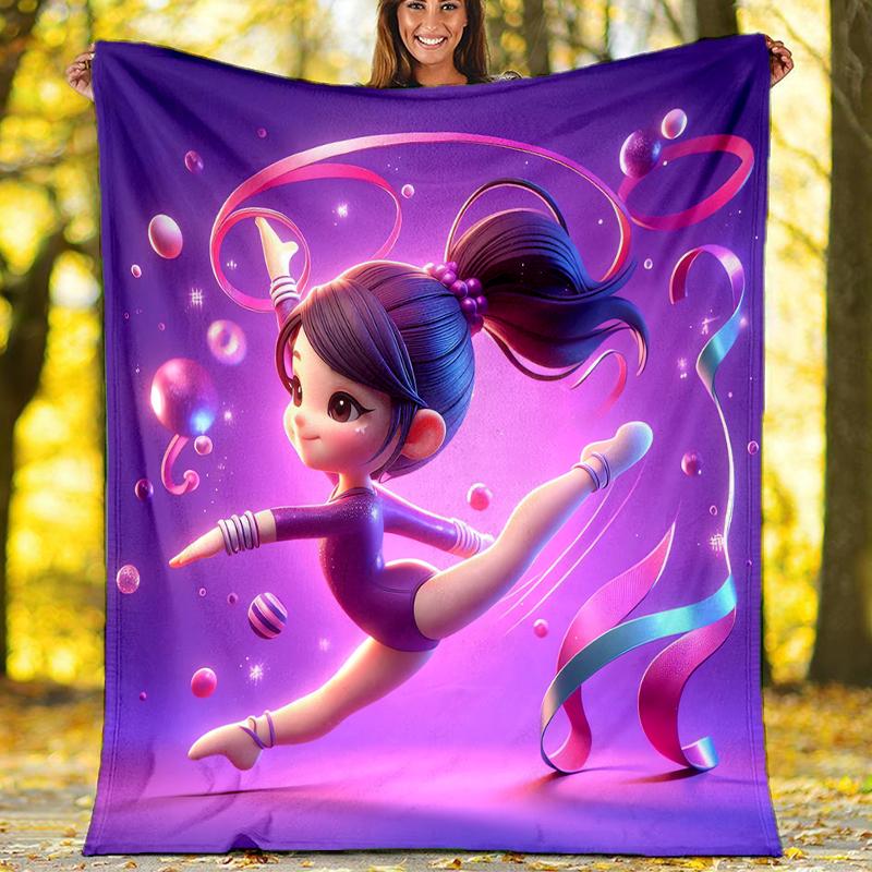 Gymnastics Theme Printed Blanket - Perfect for Couch, Bed, Travel & Outdoor Use | Machine Washable, Cozy & Durable.