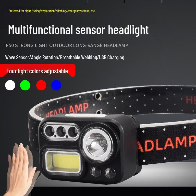 Quad-Color Outdoor Headlamp with Long Battery Life for Fishing and Running