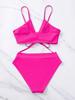 1011 new bikini European and American solid color lace-up sexy bikini split swimsuit swimsuit women