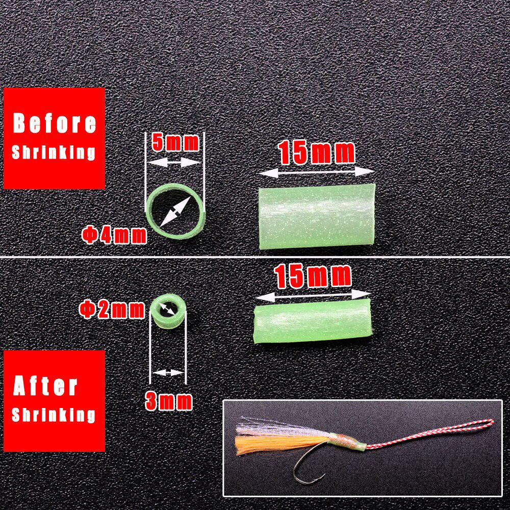 Bimoo 50PCS Pre-Cut Glowing Shrink Tube for Fishing Rig Assist Jig Hook Protecting Cover Luminous Lure DIY