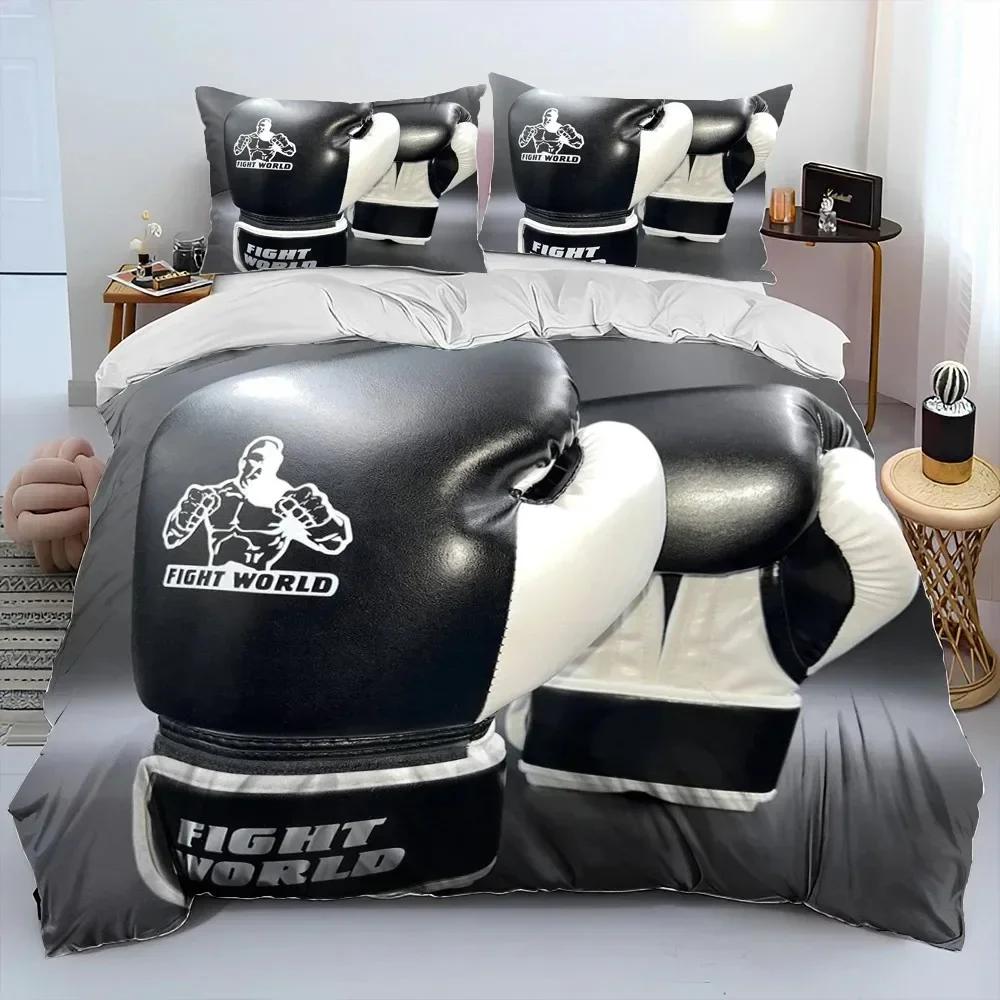 3PCS Bedding Set Red Boxing Gloves Boxer Fight Bedding Set,Duvet Cover Bed Set Quilt Cover Pillowcase,King Queen Size Adult