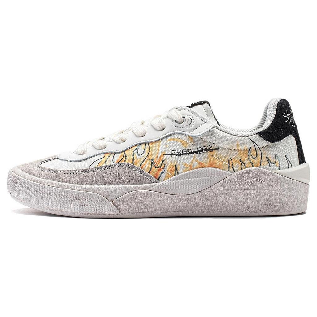 Li Ning Skategeneral Slip Resistant Cushioning Slip Resistant Cushioning Low top Skateboard Shoes Men's Champagne White AEPSA49-7