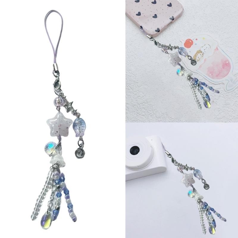 Lovely Jellyfish Pendant Handmade Beaded Phone Charm Portable Girls' Fashion Accessory for Mobiles Trendy Women Ladies