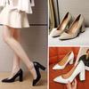 New High Heel Shoes Pointed Shallow Patent Leather High Heels Fashion Elegant Shoes Women Thin Heel Platform Work Shoes Pumps