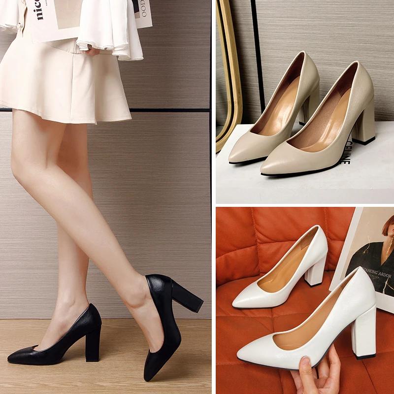 New High Heel Shoes Pointed Shallow Patent Leather High Heels Fashion Elegant Shoes Women Thin Heel Platform Work Shoes Pumps