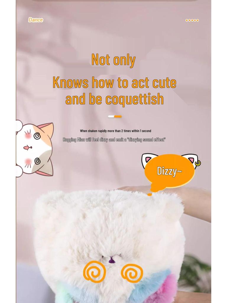 Quchao Hug Meow Simulated Cat Plush Toy with Talking, Blinking, and Tail Wagging Features for Kids