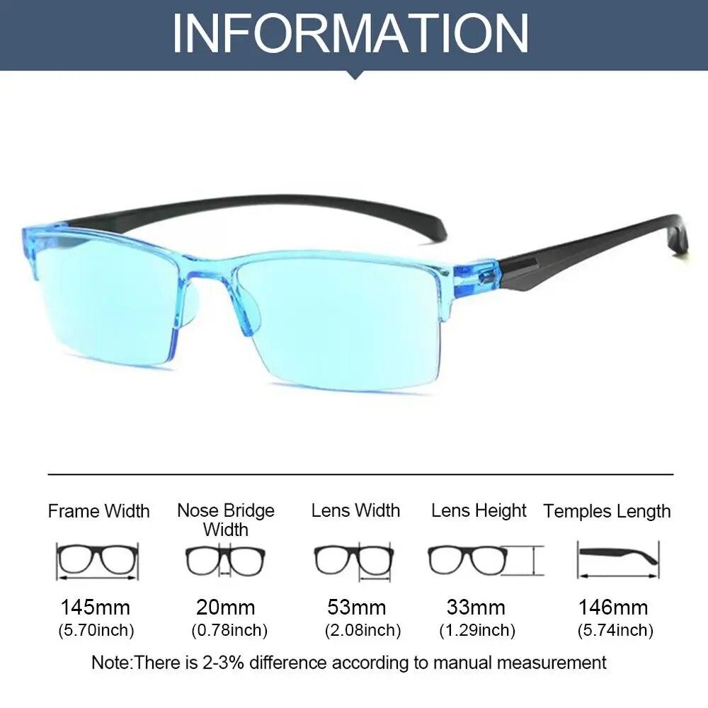 Neu Anti Blue Ray Lesebrille Smart Automatische Zoom Lesebrille Autofokus Power + 1,0(100) ~ +7,0(700) Halbrand Unisex