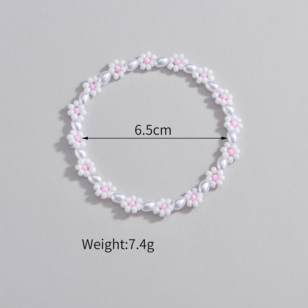 Bohemian Style Rice Bead Flower Mixed with Pearl Women's Beach Anklet