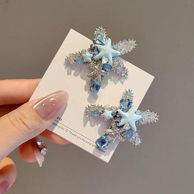 Pince à cheveux Étoile Bleue pour Femmes - Organisateur de Frange Nouveau Style, Magnifique Accessoire pour Cheveux Duckbill