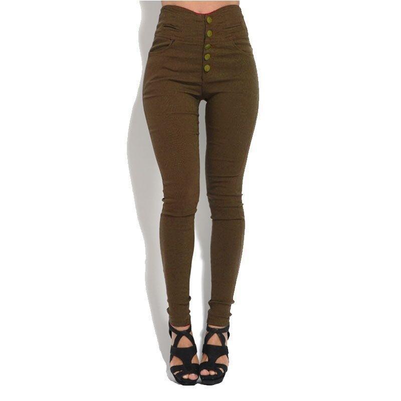 Comfortable Women Fashion Elastic Pants With Large Size And Sexy Button Leggings