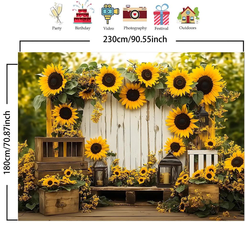 Multi Functional Sunflower and Rose Garden Photography Background - Home Decoration, Birthday, and Other Occasions