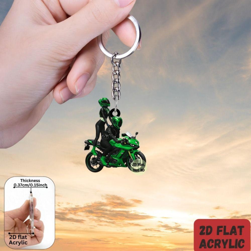 Acrylic Motorcycle Rider Keychain Motorcycle Chain Pendant  Vehicle Interior Decor
