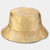 Leather Luminous Bucket Hat Wide Brim Shiny Sun Cap Laser Rainbow Fisherman Hat  Outdoor Travel