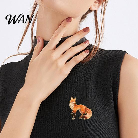 Textured Animal Pin Brooch Cartoon Fox Design Zinc Alloy UV Printing Suits Coats Sweaters Badge Versatile Practical Accessories Lapel