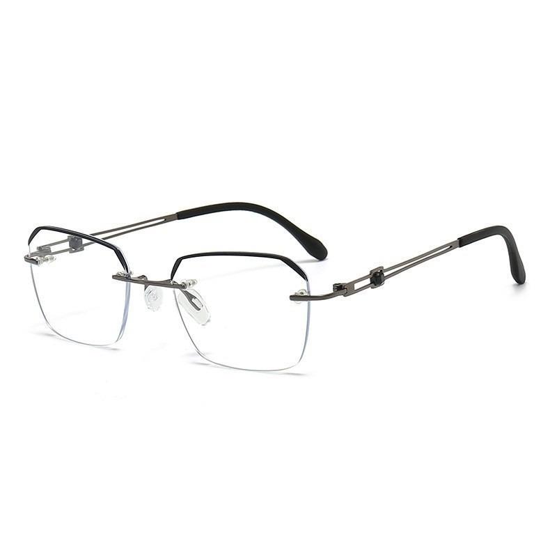 +100 To +400 Anti Blue Light Reading Glasses for Men Rimless Eyeglasses Frame Anti Fatigue Hyperopia Presbyopic Eyewear