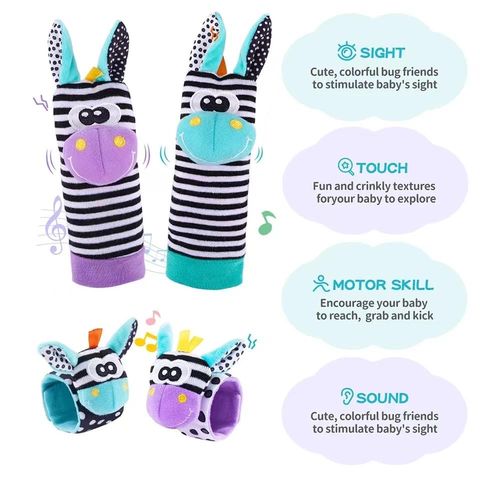 Baby Wrist Rattle Socks 0-12 Months Sensory Learning Toys for Infants Toddlers Early Educational Development Gifts