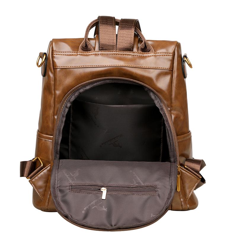 Soft Leather Letter Backpack Women's College Style Backpack Large Capacity Travel Bag
