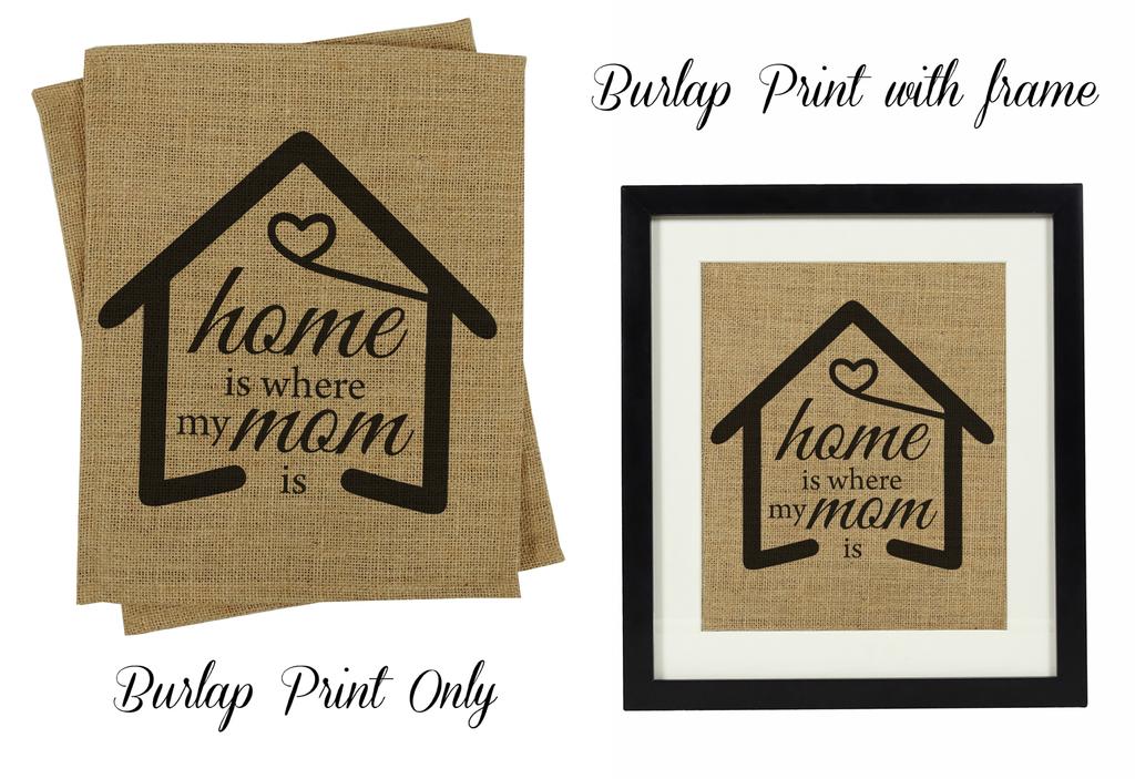 Darling Souvenir Home Is Where My Mom Is Quotes Burlap Print Wall Decor Mother's Day Gift-Burlap Print Only