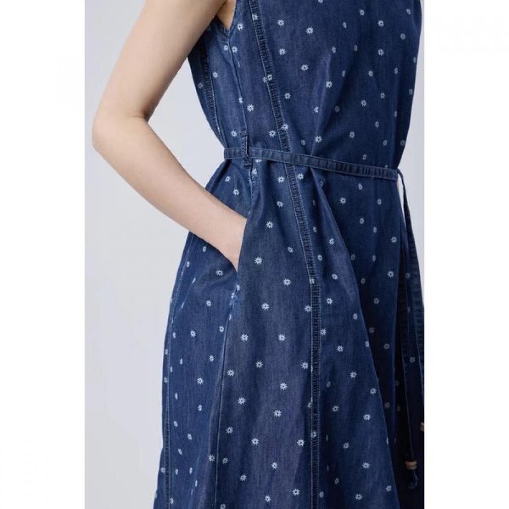 Benetton Paisley Denim Sleeveless Dress Baop70631