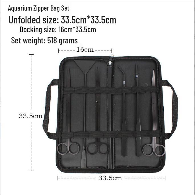 Aquatic Plant Trimming Kit: Stainless Steel Tweezers, Scissors, Clips, Flat Sand Shovel, Algae Scraper, Fish Tank Cleaning Supplies