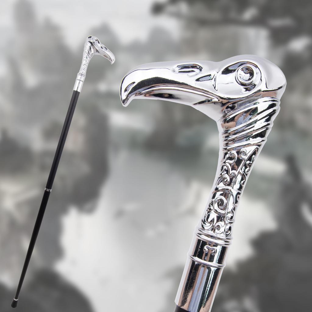 Weißer Adlerkopf, luxuriöser dekorativer Cosplay-Gehstock, eleganter modischer Gehstock, Cosplay-Legierung, Crosier, Vintage-Gehstock, 93 cm