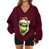 Women's Loose And Comfortable Letter V-neck Sportswear Long-sleeved Sweatshirt Daily Matching Clothes