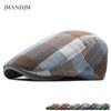 New Color Plaid Beret Men's Literary Forward Hat Thin Spring and Autumn British Retro Cap Girl Newsboy Hat