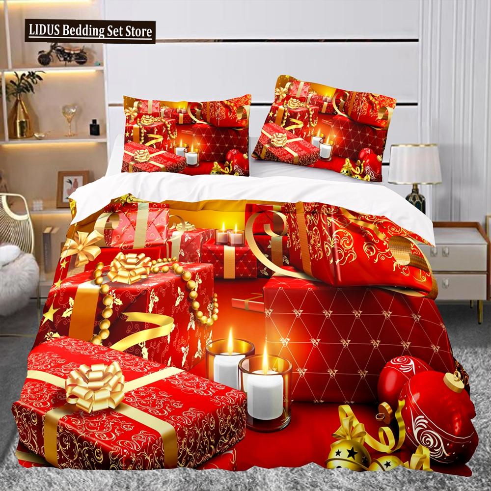 Christmas Gift Pattern Duvet Cover Set Comforter Cover For Kids Boys Girl Teen Polyester Bedding Set King Size With Pillowcases