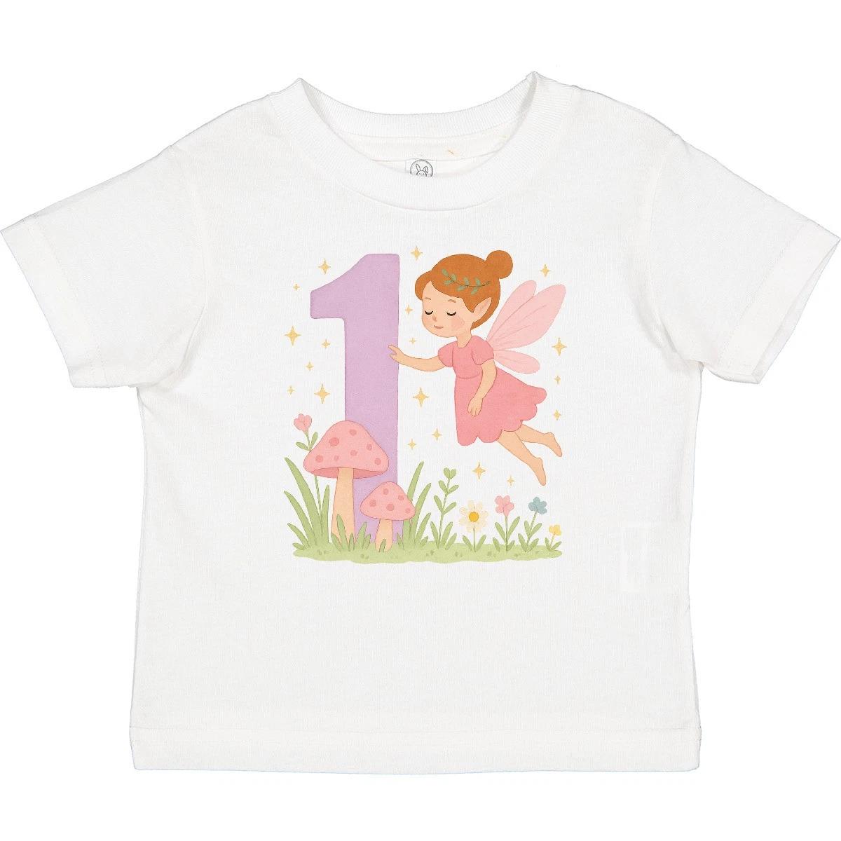 Inktastic 1st Birthday Fairy With Mushrooms And Flowers Baby T-Shirt Infant Tees 160