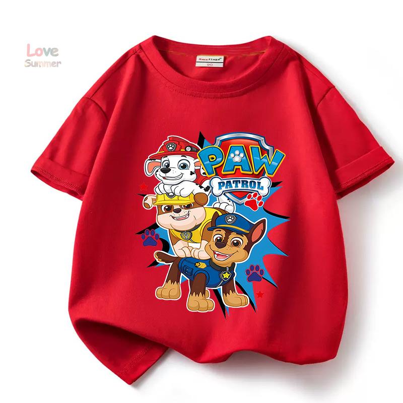 Paw Patrol boys T-shirts for Boys Anime Cartoon Cute Birthday Clothing Children Summer Fashion Short Sleeved Shirt Kids Clothes