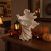 Resin Halloween Ghost Statue with Lantern Spooky Playful Halloween Decoration Faceless Ghost Sculpture Gift for Fireplace Mantel