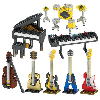 Stavebnice hudebních nástrojů MOC Hudební řada ABS plastová minipiano kytara DIY montáž kostky Dětské vzdělávací hračky