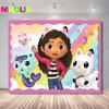 Niholia Gabby Dollhouse Backdrop Kids 2nd Birthday Party Decoration Photography Background Baby Shower Photo Prop Banner