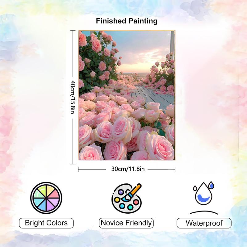 Framed Paint By Numbers Kit For Adults Beginner & Kids Ages 8-12, Easy Flower Paint By Numbers With Frame
