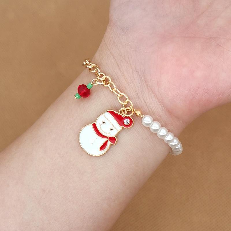 Snowman Christmas Bracelet Bell Christmas Christmas Tree Old Man Elk Snowflake Jewelry Alloy