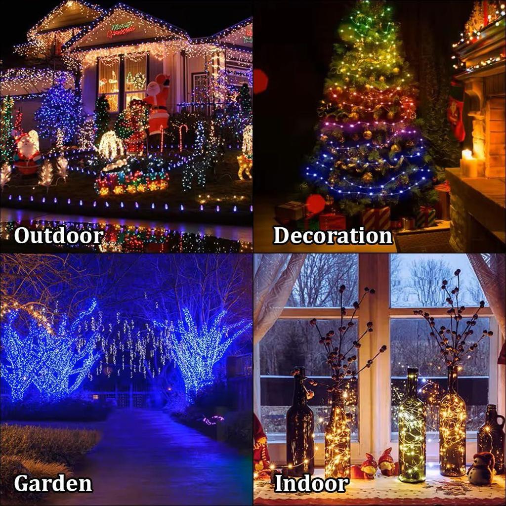 Girlanda świetlna LED – 150 diod LED, 8 trybów błyskania, wielokolorowa, na miedzianym drucie, do okna, ściany, ogrodu, na Diwali, Boże Narodzenie, wesele i dekoracji domu