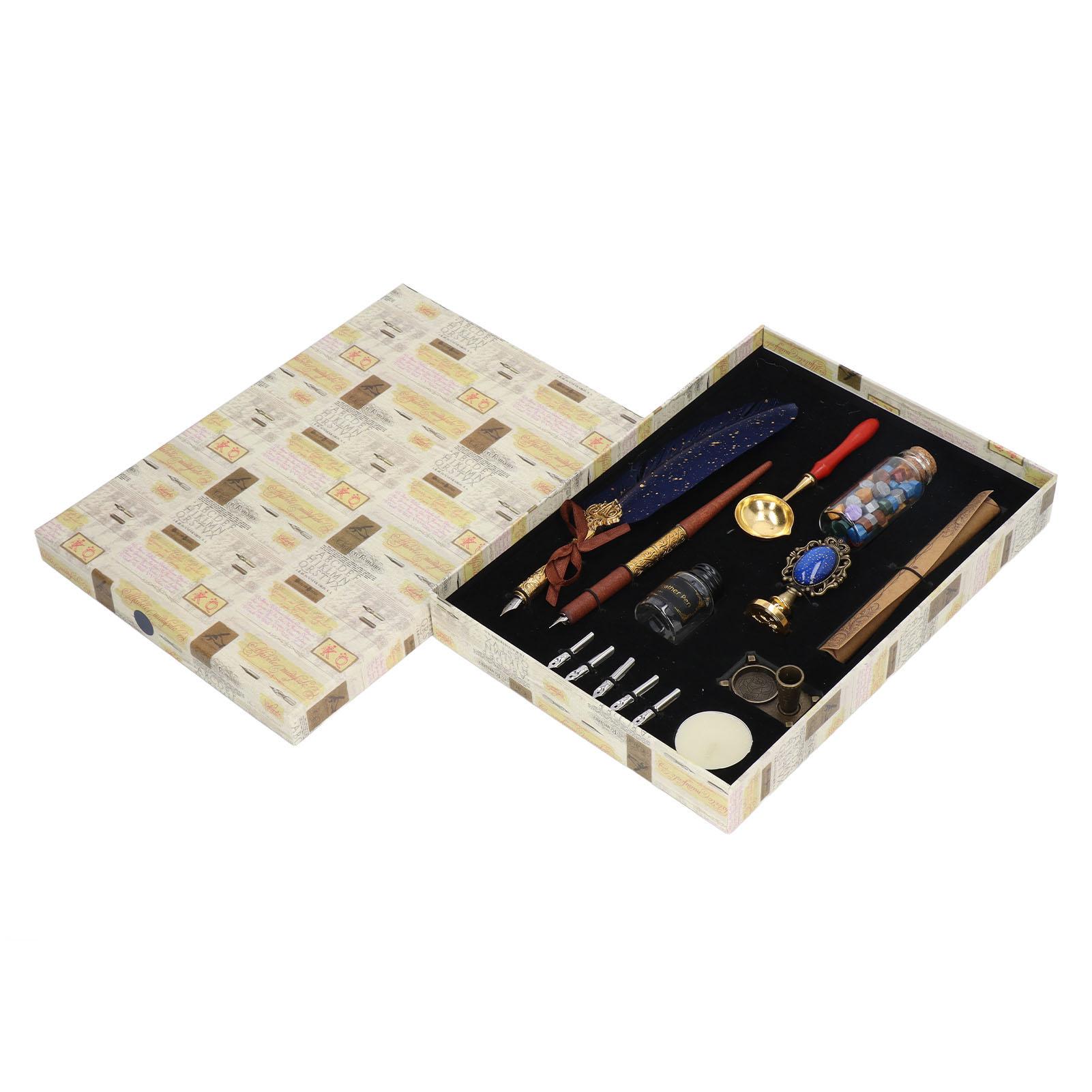 Набор перьевых ручек Глянцевое письмо Ретро Элегантность Набор перьевых ручек с 5 сменными перьями Бумага для писем Чернила Пустая бутылочка