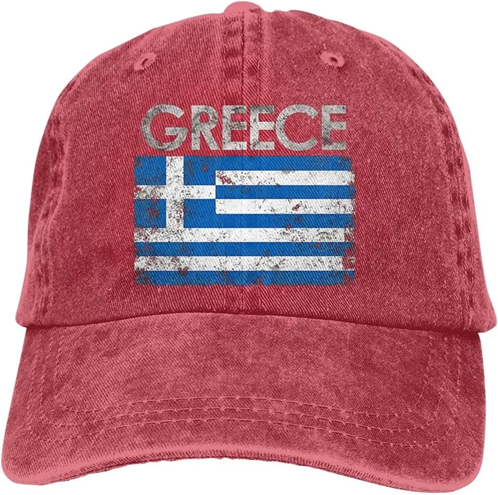Griechische Flagge von Griechenland Denim Hüte für Herren Damen Baseballkappen Schirmmütze Schwarz Erwachsene Unisex Vier Jahreszeiten Lässig Polyester