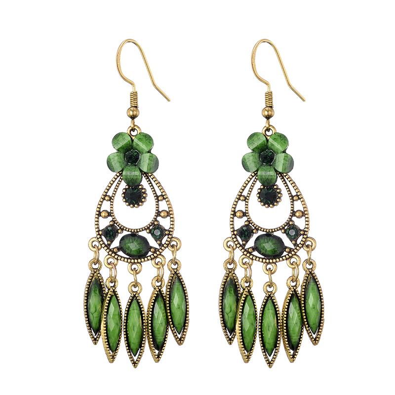 Bohemian Jewelry Earrings For Women Acrylic Flower Tassel Crystal Wedding Earings Ethnic Geometric Earrings Pendientes Mujer