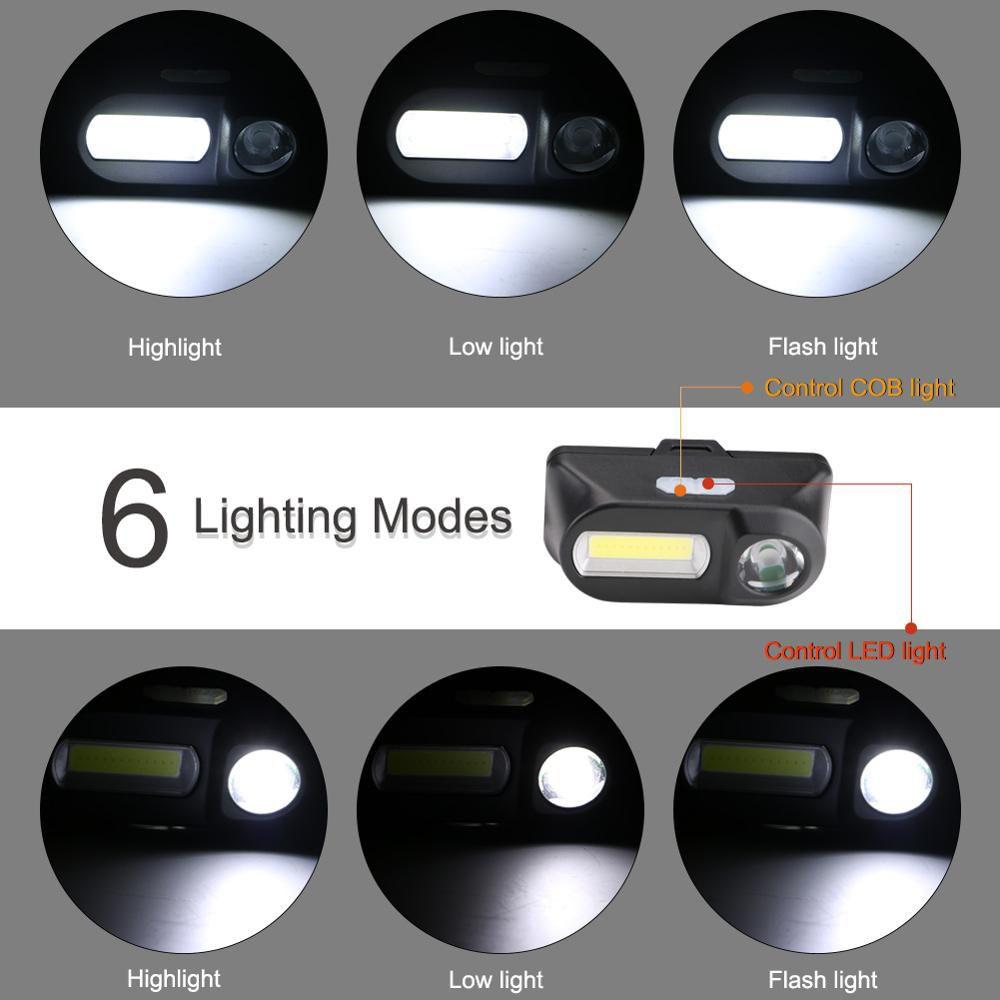 Flashlight Rechargeable 18650 Fishing Mini LED Headlamp USB Charging COB Headlight Fishing Light